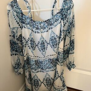 BCBGeneration Blue and White Geometric Dress